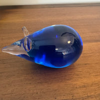 Handmade Clear and Blue Glass Mouse Figurine Paperweight