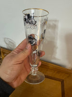 Vintage Libbey Glass Antique Cars Graphics Trimmed Set Of 5
