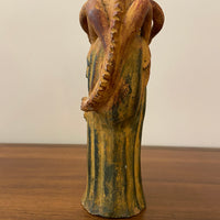 Vintage Ceramic Terracotta Iguana and Cactus Candleholder