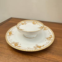 Vintage 2 Tier Serving Plate Hand-painted Gilded Porcelain Grapes Design