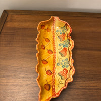 Ceramic Leaf Shaped Fall Italian Bowl Oval