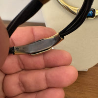 Metal Gold-tone and Leather Dichroic Glass Set of Bracelet and Chocker Necklace