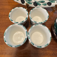 Olive Branch Mediterranean Pattern Small Platter-Cups-Bottle Handmade Pottery Set