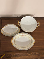 Vintage Noritake-Naomi Porcelain Gravy-Oval-Serving Bowl Set of 3
