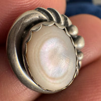 Sterling Silver Earrings Navajo Mother Pearl Oval Stud