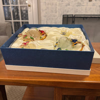 BTaT Brew To Tea A Cups with Lids Spoons Butterfly Flowers Design Glass Set