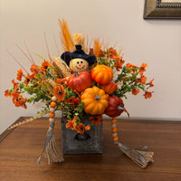 Floral Arrangement Centerpiece Autumn Thanksgiving Décor Scarecrow