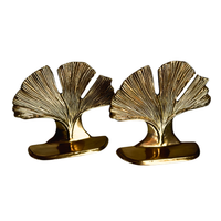 Solid Brass Gingko Leaf Bookend Set of 2