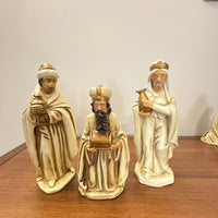 Vintage Nativity Set Japan Papier Mache with Handmade Manger