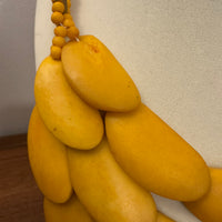 Vintage Yellow Flat Beaded Statement Necklace Fashion Jewelry