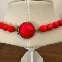 Vintage Faceted Red Beaded Necklace