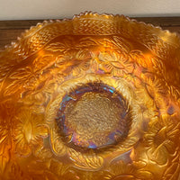 Vintage Fenton Marigold 3 Footed Carnival Glass Ruffled Bowl