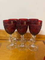 Vintage Ruby Crystal D'Arques-Durand Wine Goblets Set of 6
