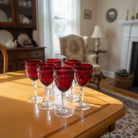 Vintage Ruby Crystal D'Arques-Durand Wine Goblets Set of 6
