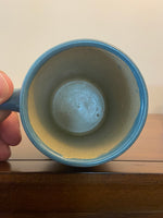 Handmade Studio Pottery Mug – Blue Glaze Southwest Botanical Design
