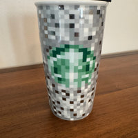 Starbucks Porcelain Tumbler Pixel Design 12oz with Lid Rare