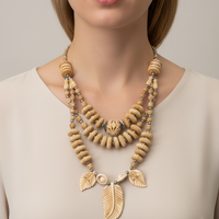 Vintage Multi Strand Carved Bone Necklace