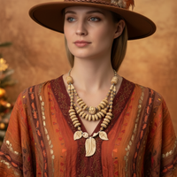 Vintage Multi Strand Carved Bone Necklace