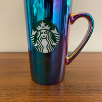 Starbucks Iridescent Rainbow Oil Slick Glazed Ceramic Tall Coffee Mug Cup 16oz
