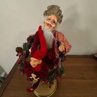 Santa Playing-Dancing The Hula Hoop Wreath with an Elf Holiday Figure Decor