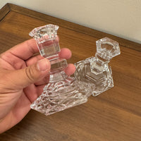 Vintage Clear Crystal Glass Candle-stick Holder