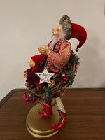 Santa Playing-Dancing The Hula Hoop Wreath with an Elf Holiday Figure Decor
