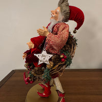 Santa Playing-Dancing The Hula Hoop Wreath with an Elf Holiday Figure Decor