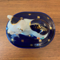 Vintage Takahashi Japanese Porcelain Trinket Box Cat