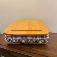 Longaberger Recipe Basket With Plaid Cloth Liner Wood Lid