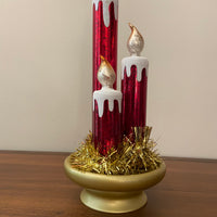 LED Illuminated Mercury-Glass Candles Christmas Holiday Decor