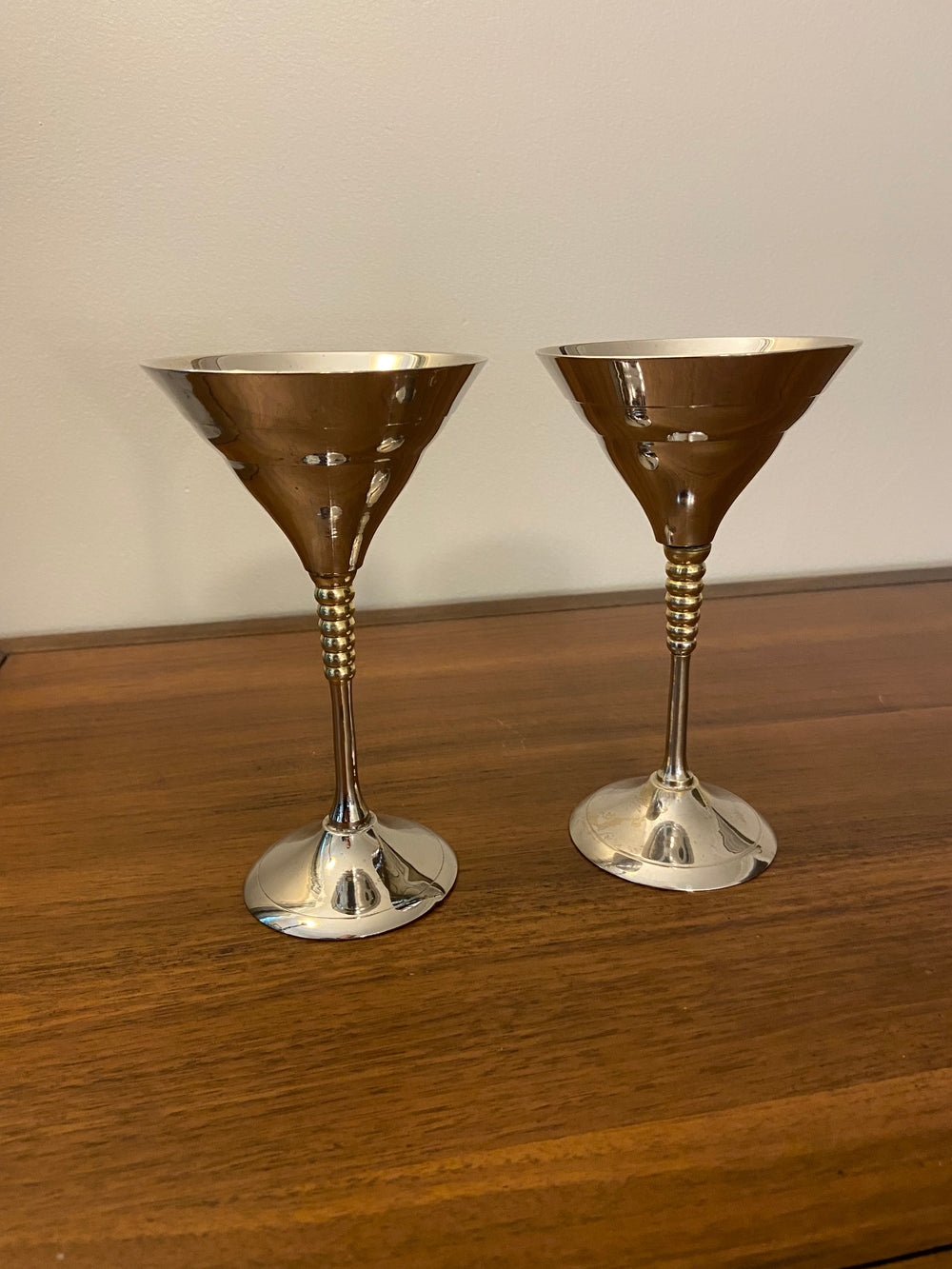 Century Martini Silverplated Glass Set of 2