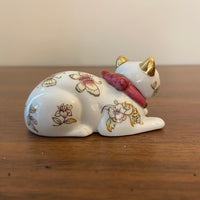Vintage Japanese Franklin Mint Satsuma Cat Figurine 1986
