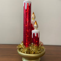 LED Illuminated Mercury-Glass Candles Christmas Holiday Decor