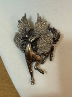 Vintage JJ Sparkling Pegasus Brooch
