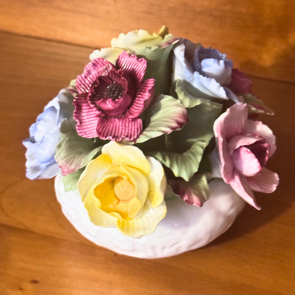 Ainsley England Hand-Modelled-Painted Vintage Fine Bone China Flower Basket