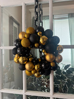 Halloween Christmas Decor Medium Gold Black Wreath

