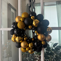 Halloween Christmas Decor Medium Gold Black Wreath