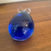 Handmade Clear and Blue Glass Mouse Figurine Paperweight