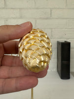 Vintage Made in Germany Gold Frosted Pinecone Blown Glass Christmas Ornament
