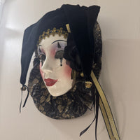 Vintage Ceramic Arlequin Jester Mask Wall Decor