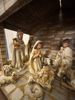 Vintage Nativity Set Japan Papier Mache with Handmade Manger
