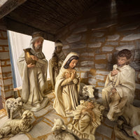 Vintage Nativity Set Japan Papier Mache with Handmade Manger