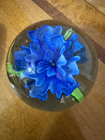 Handmade Glass Art Paperweight Flower in Clear
