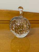 Handmade Clear Glass Art Paperweight Apple Shaped
