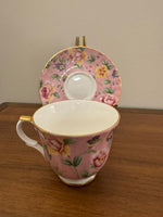 Vintage Heirloom English Fine Bone China Pink Floral Tea Cup and Saucer
