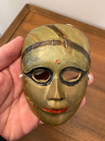 Vintage Painted Brass Tragedy Comedy Masks Set of 2
