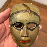 Vintage Painted Brass Tragedy Comedy Masks Set of 2