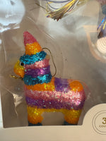 Wondershop Xmas Handblown Glass Ornaments Set of 3 Mexican Sugar Skull Pinata Star
