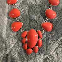 Vintage Orange Enamel Metal Fashion-Costume Necklace