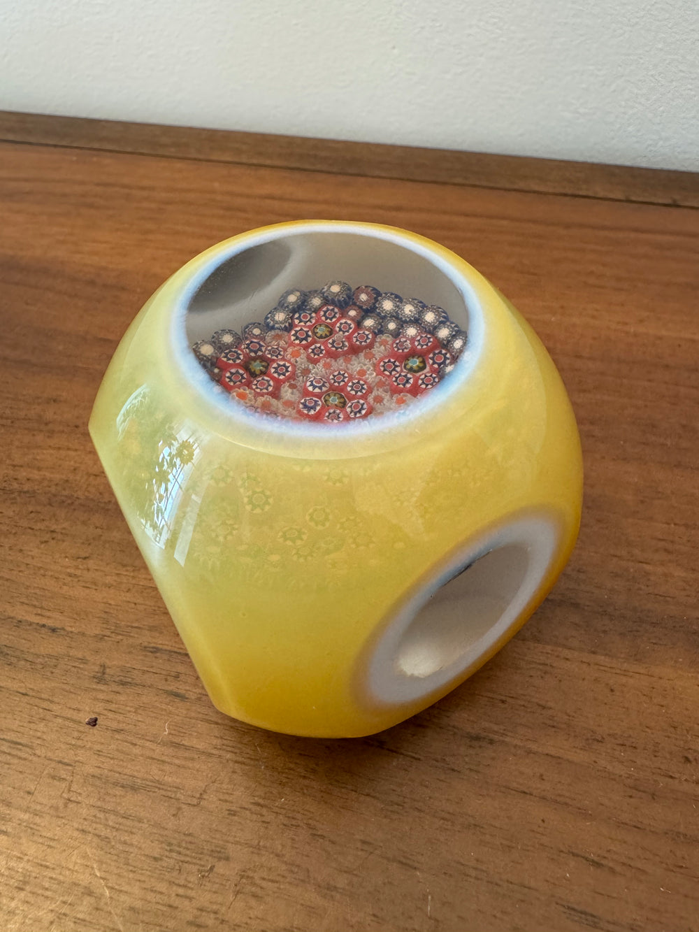 Murano Faceted Millefiori Blown Glass Handmade Paperweight
